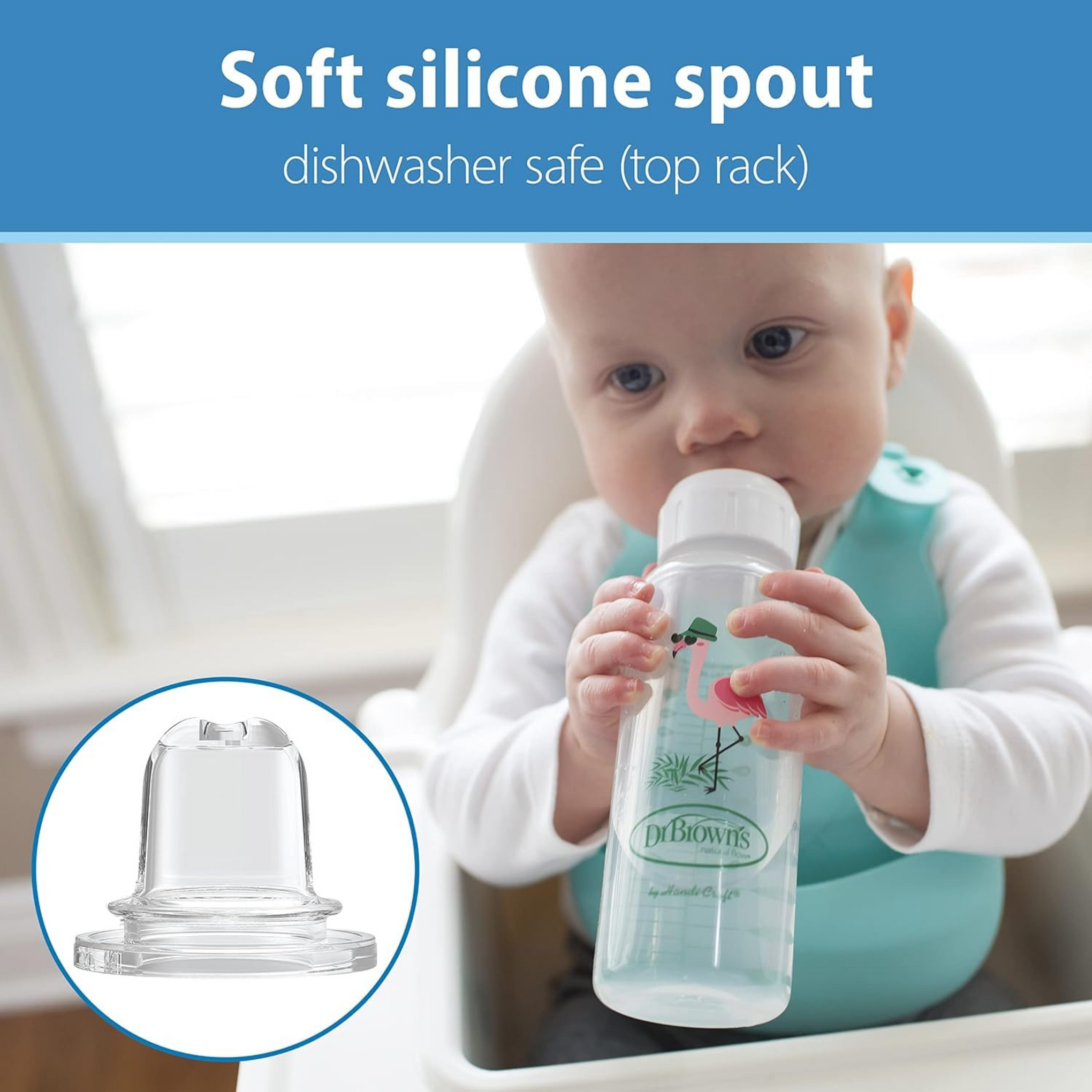 Dr. Brown's Sippy Spout Baby Bottle,8 Ounce,Flamingo 250ml