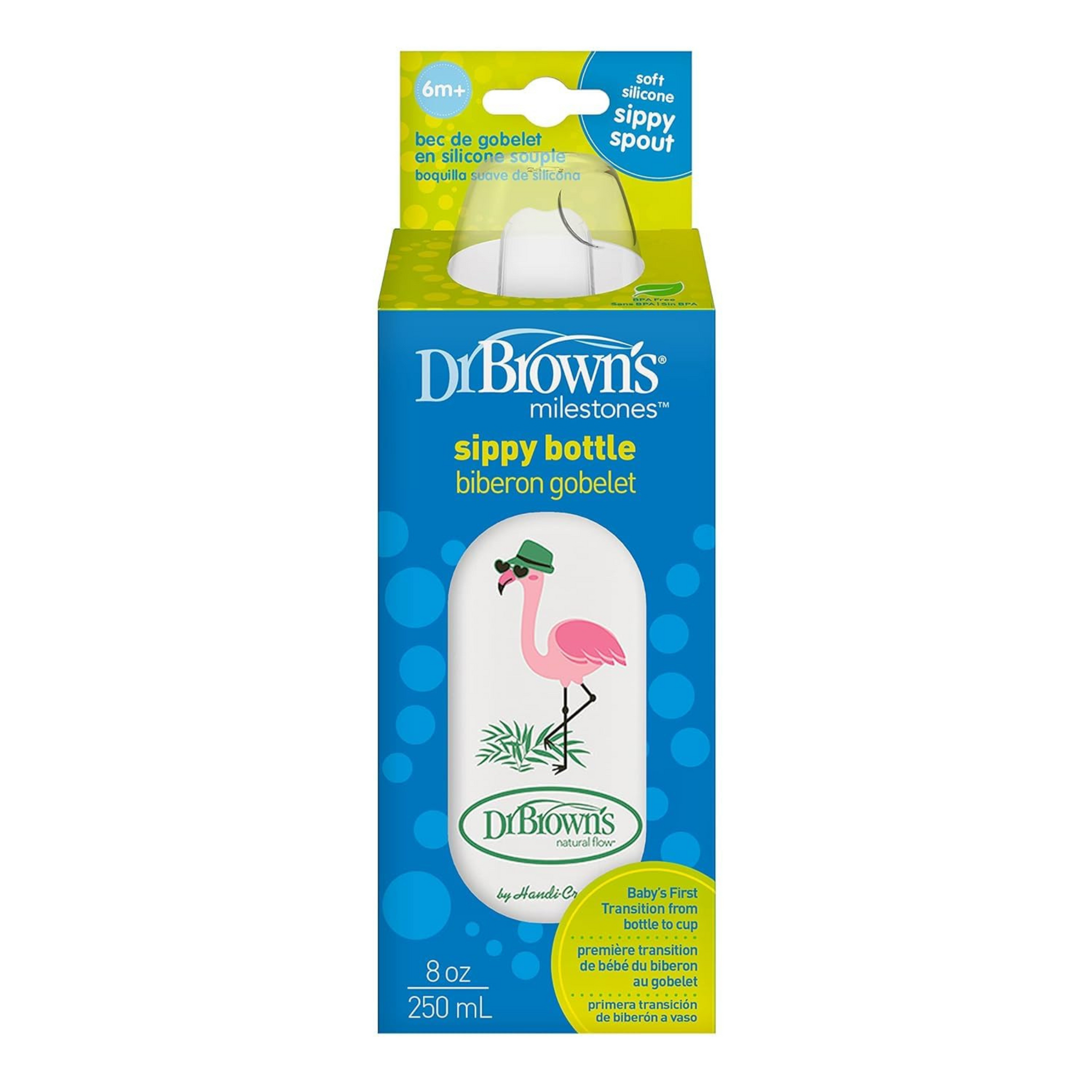 Dr. Brown's Sippy Spout Baby Bottle,8 Ounce,Flamingo 250ml