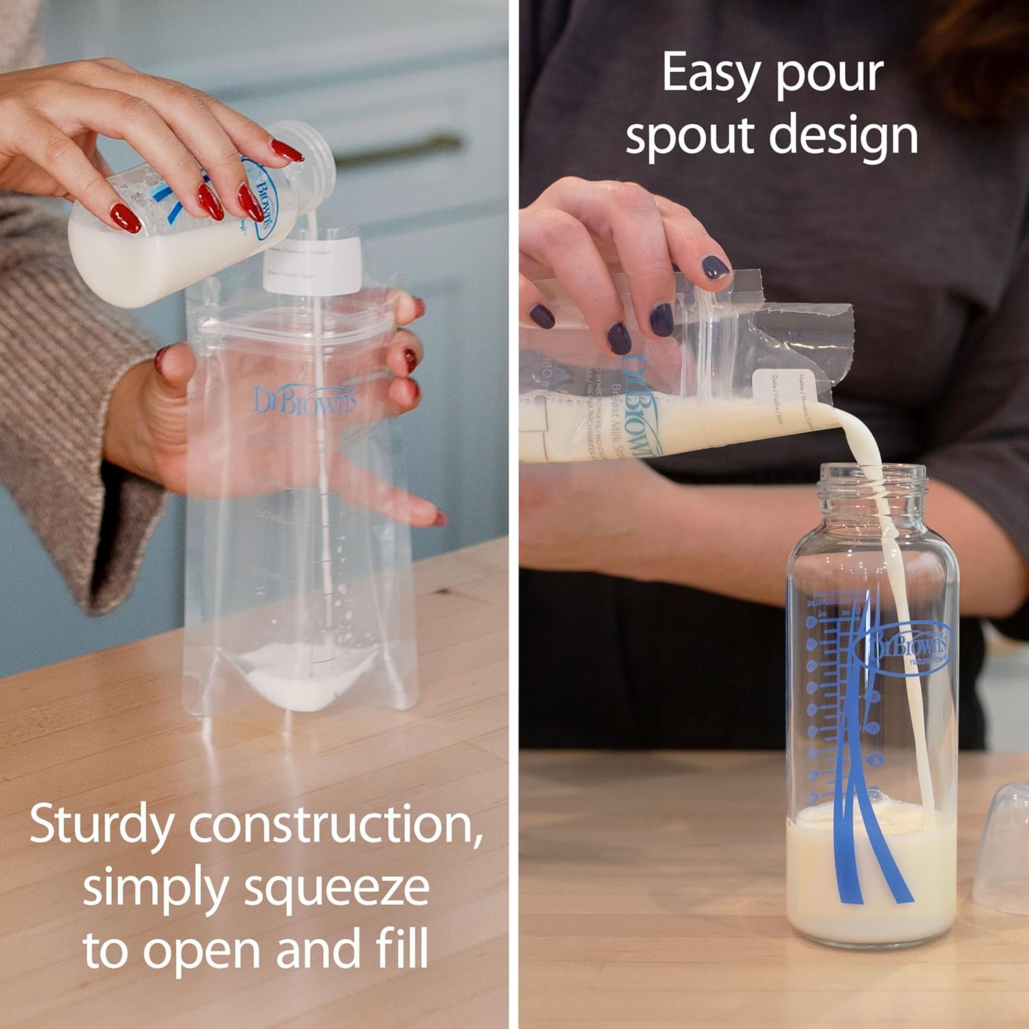 Dr. Brown's Breastmilk Storage Bags Pack of 25 | Pre-Sterilized Leak-Proof Breast Milk Storage Bags | BPA-Free | 180ml