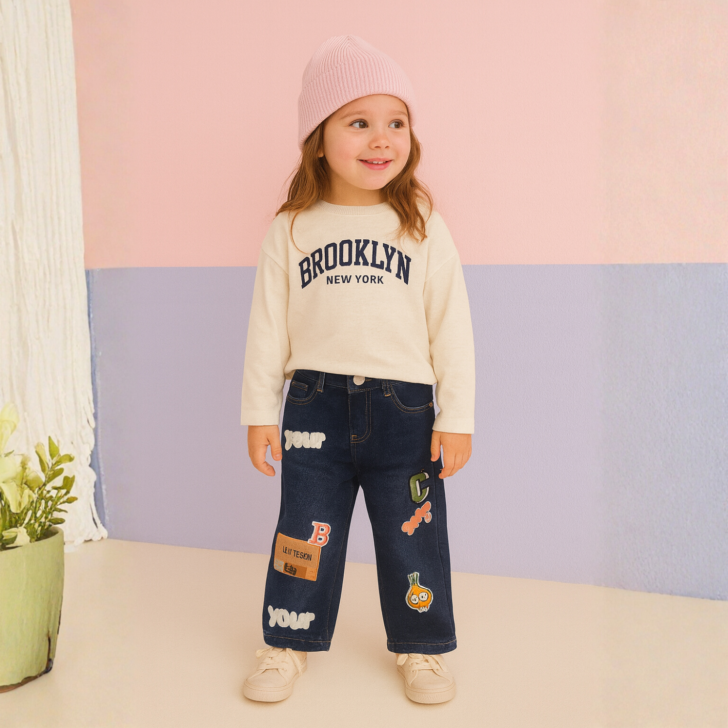 Girls Dark Blue Patchwork Denim Jeans – LOVEKINS (Age 6–14Y)