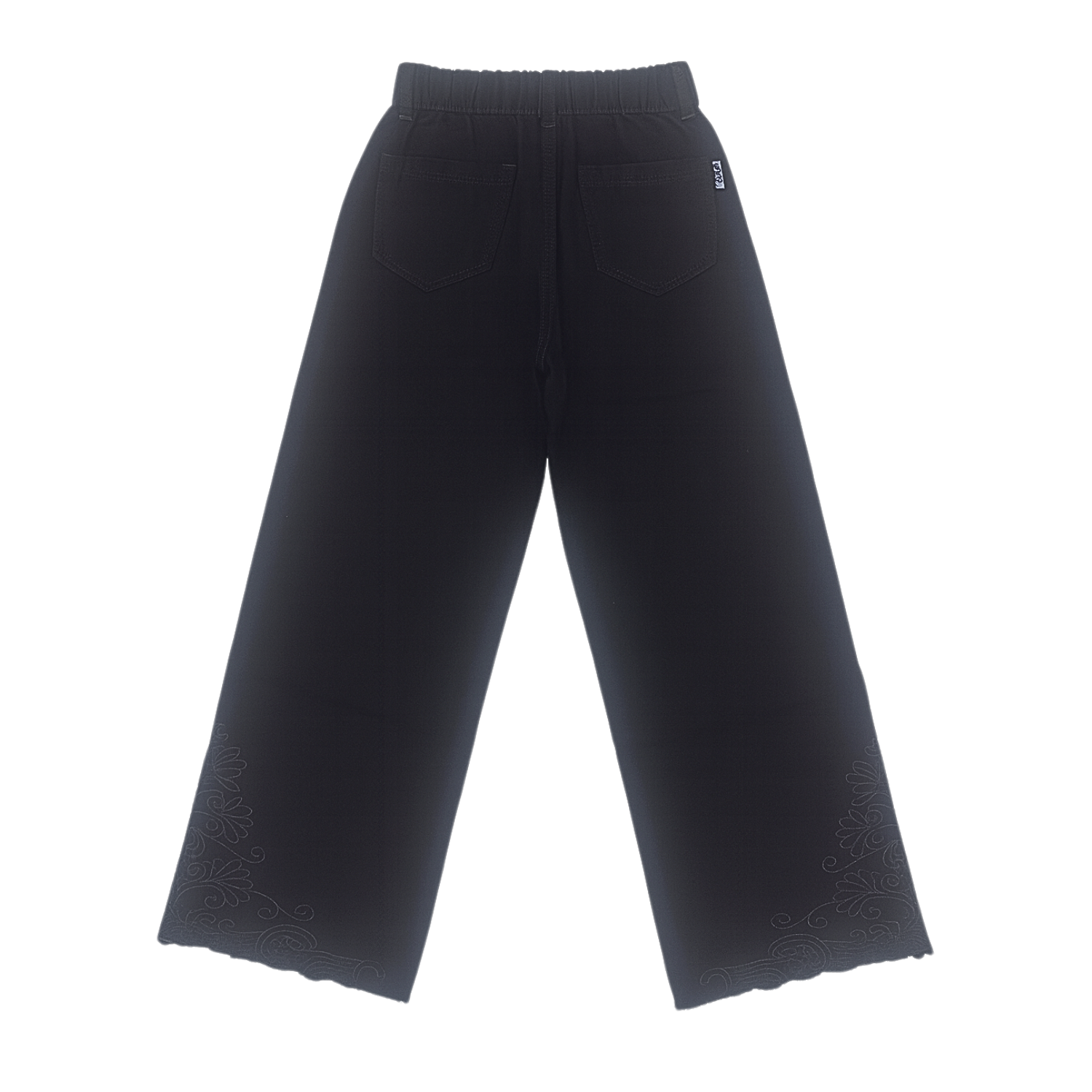 Girls Black Embroidered Wide-Leg Jeans – LOVEKINS (Age 6–14Y)