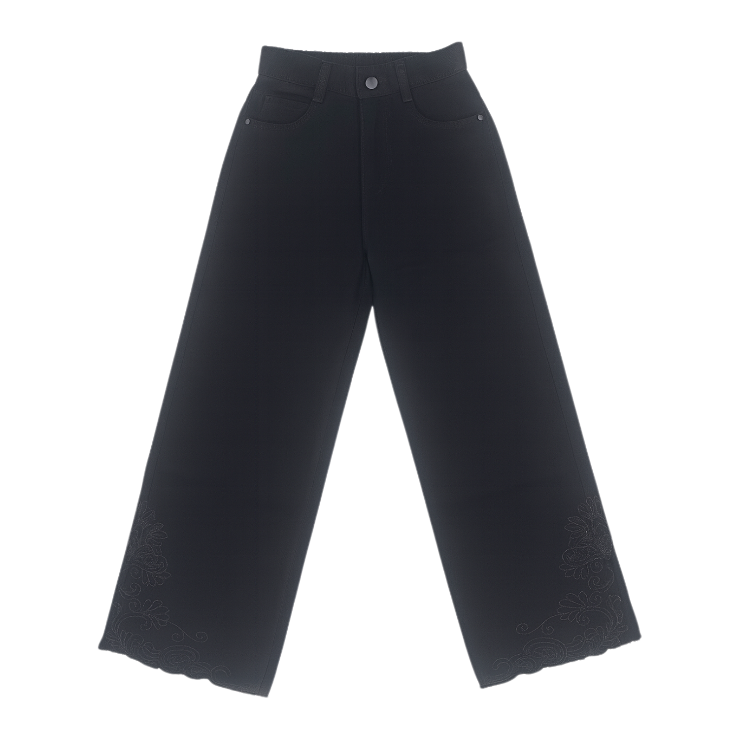 Girls Black Embroidered Wide-Leg Jeans – LOVEKINS (Age 6–14Y)