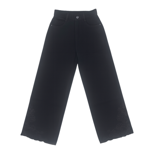 Girls Black Embroidered Wide-Leg Jeans – LOVEKINS (Age 6–14Y)