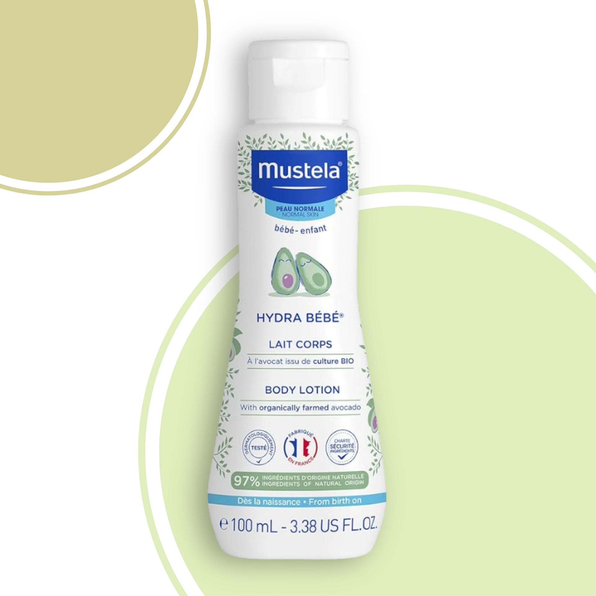 Mustela Hydra Bébé Body Lotion – Baby Moisturizer with Avocado, 97% Natural Ingredients