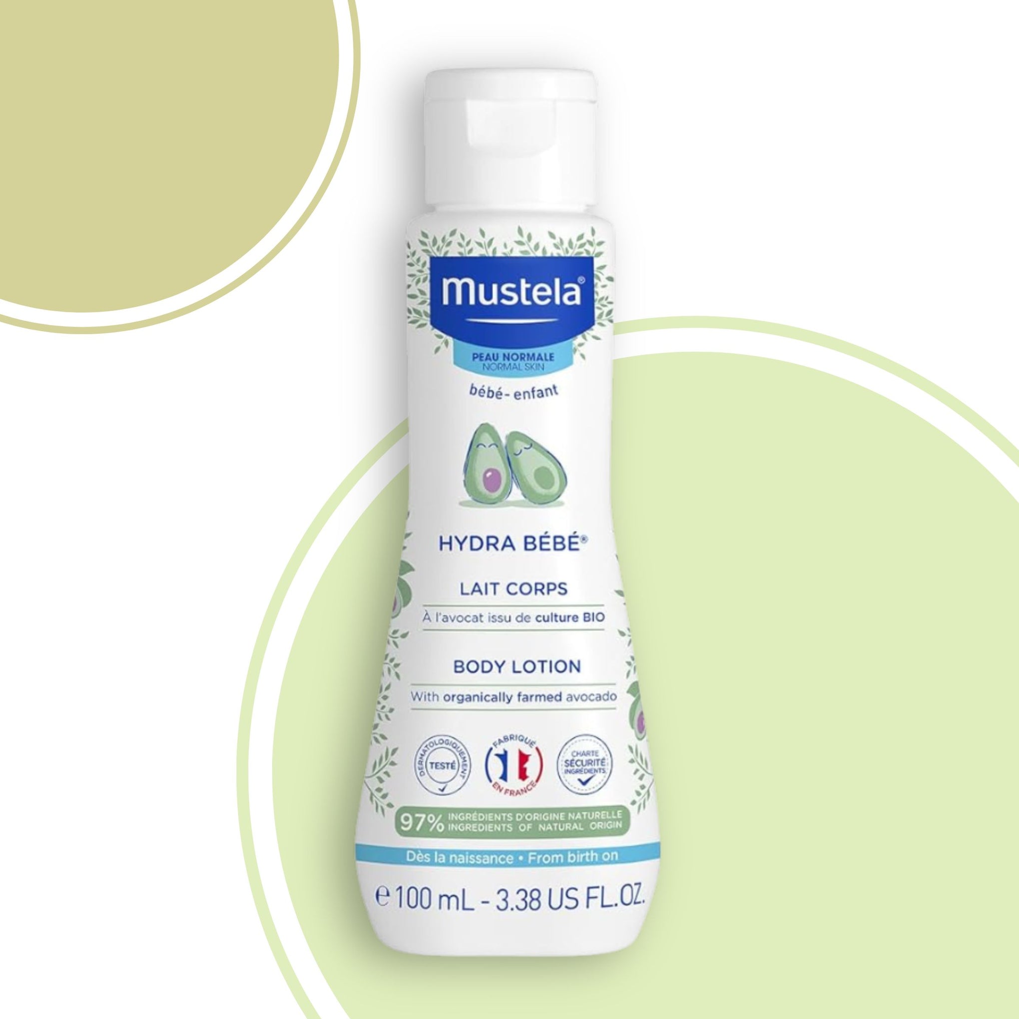 Mustela Hydra Bébé Body Lotion – Baby Moisturizer with Avocado, 97% Natural Ingredients