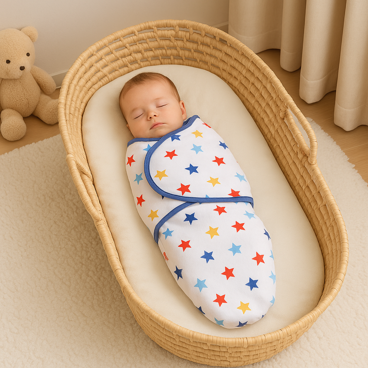 Hudson Baby Adjustable Cotton Swaddle Wrap – Soft & Breathable Newborn Swaddle (0–3 Months) – Multiple Cute Prints