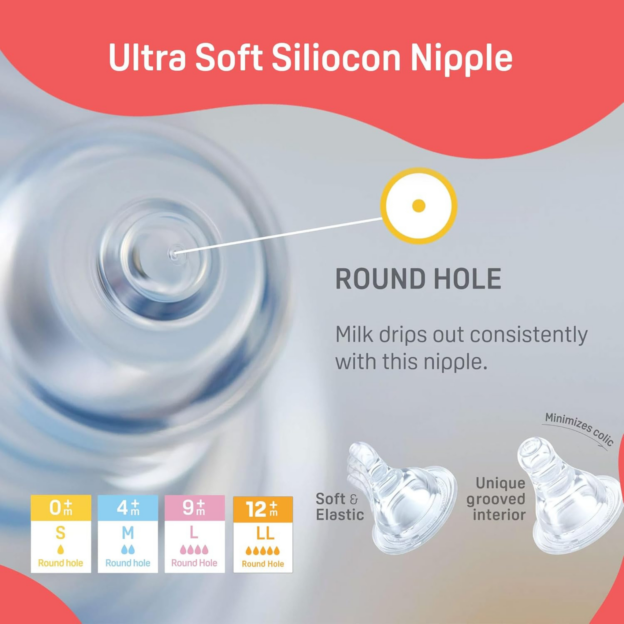 Pigeon Peristaltic Baby Nursing/Feeding Bottle KPP Nipple M,For 4+ Month Babies,BPA Free,BPS Free,Square Base,240 ml