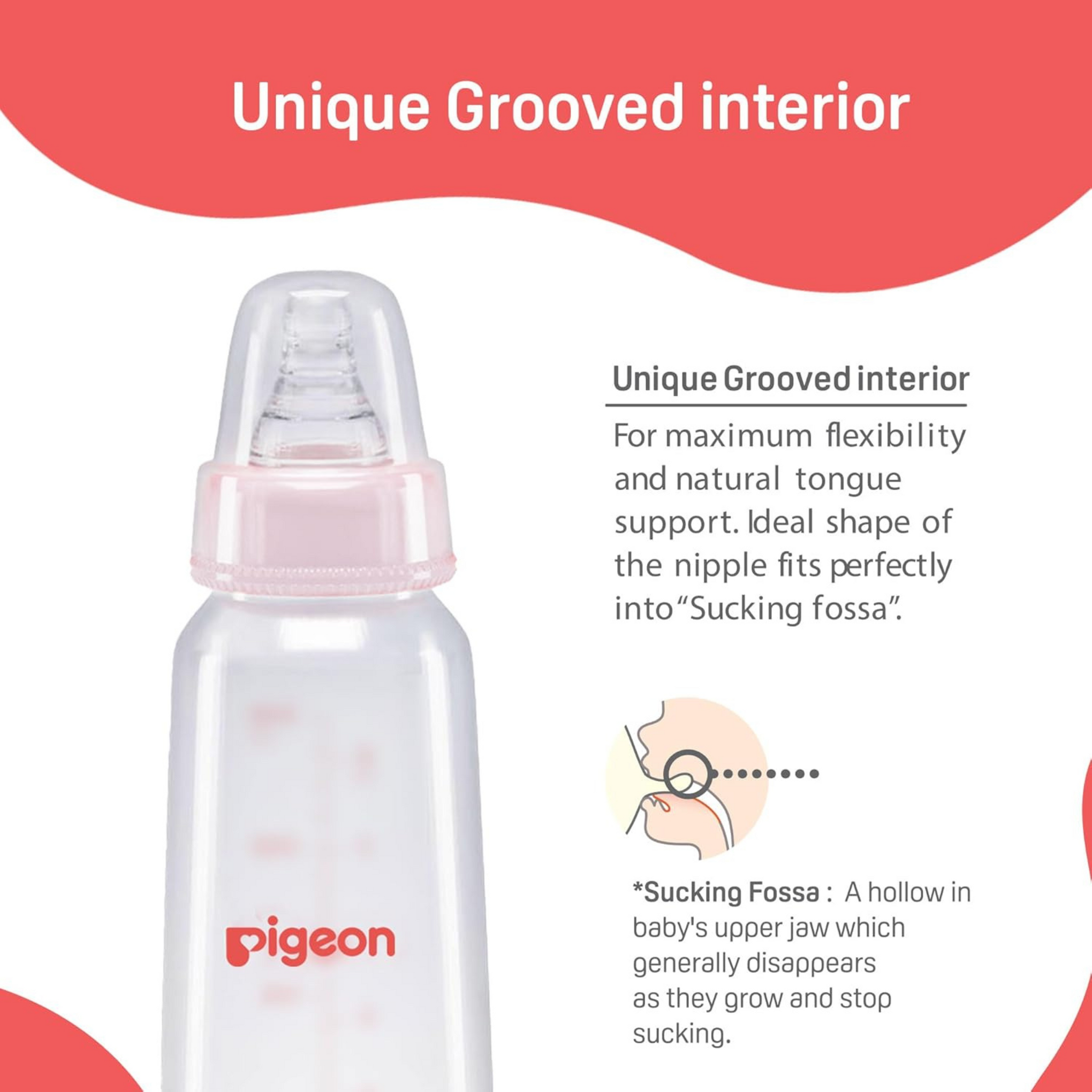 Pigeon Peristaltic Baby Nursing/Feeding Bottle KPP Nipple M,For 4+ Month Babies,BPA Free,BPS Free,Square Base,240 ml