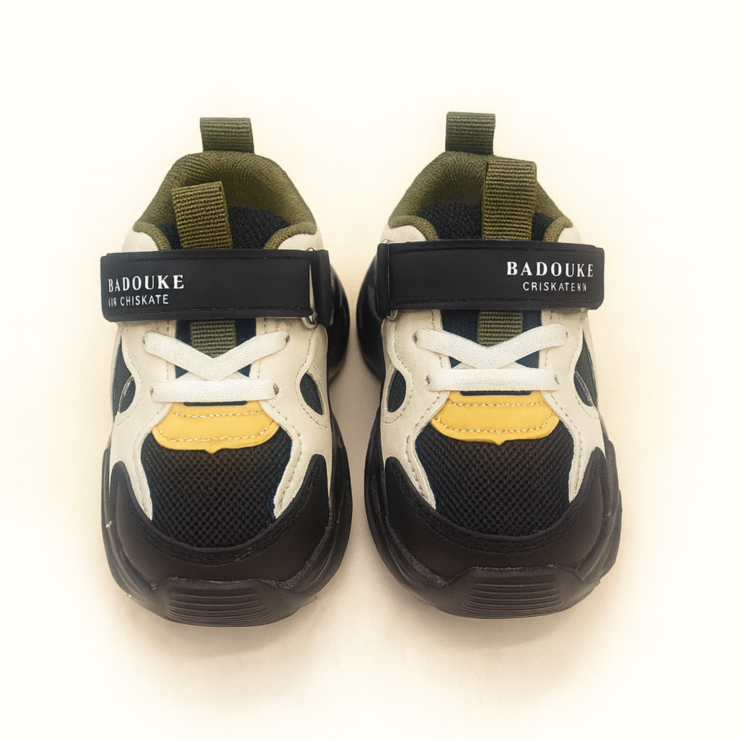 Smile Baby Boys Green & Black LED Light-Up Sneakers – Mesh & PU Sports Shoes with Hook & Loop Strap (18 Months – 4.5 Years)