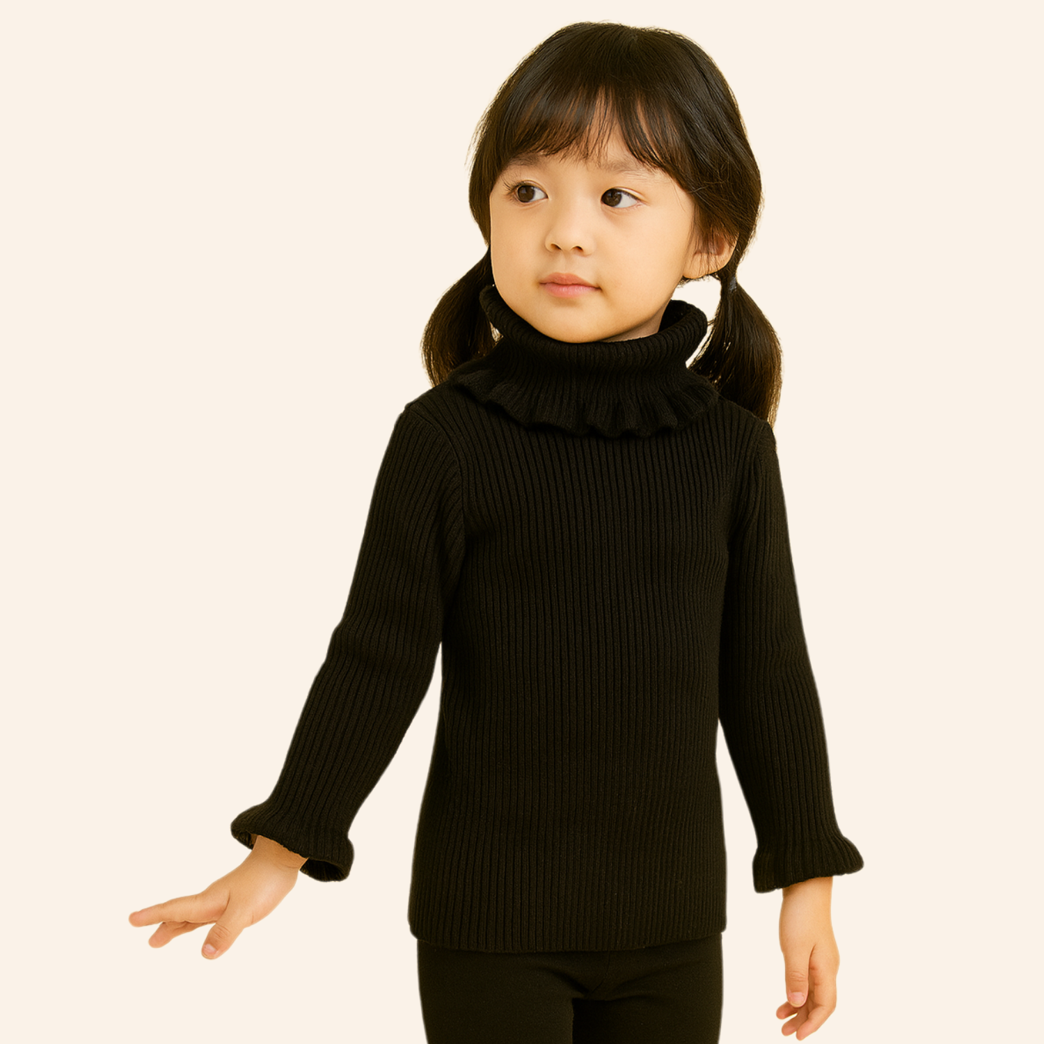 Smile Baby Ribbed Turtleneck Sweater for Kids (6M–3Y) – White, Black, Khakhi, Onion