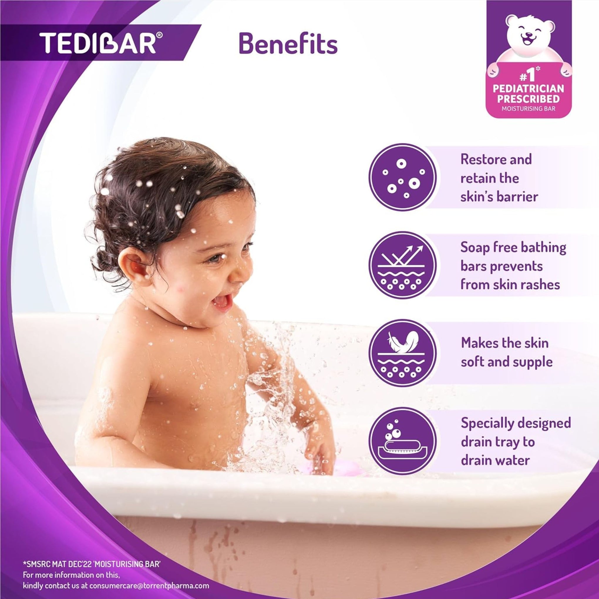 CURATIO Tedibar Baby Bathing Bar 100 g | Soap-Free, pH Balanced Cleansing Bar for Sensitive Baby Skin