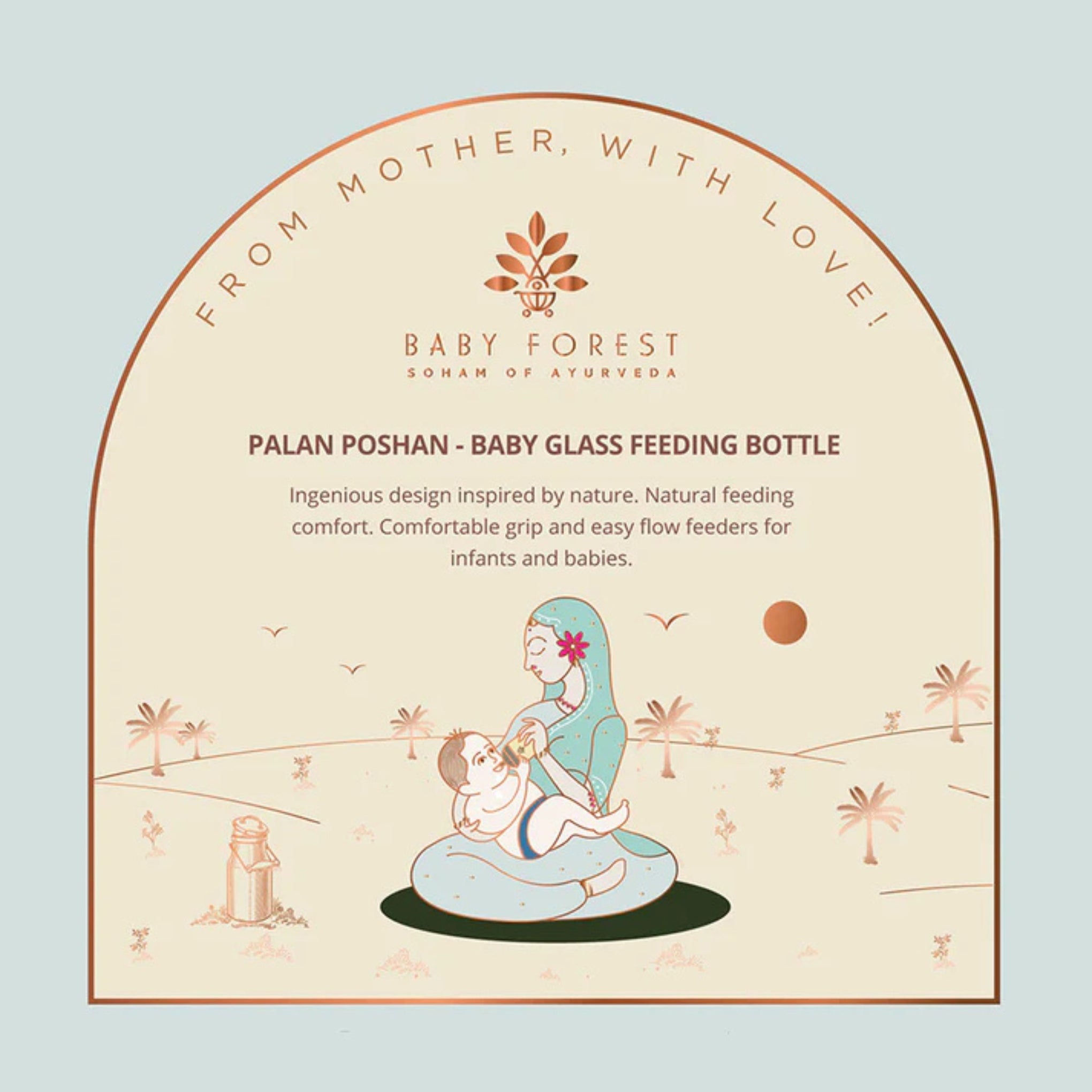 Baby Forest Palan Poshan Baby Glass Feeding Bottle | Borosilicate Glass Bottle with Anti-Colic Silicone Nipple | Heat-Resistant, BPA-Free | 120 ml (0–3 Months)