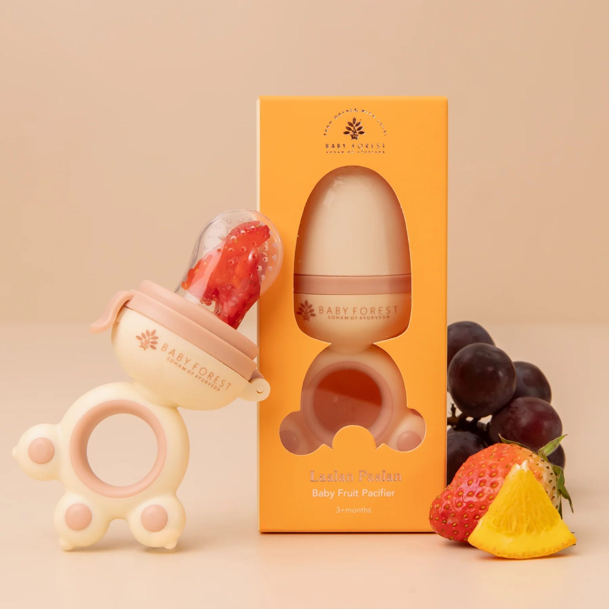 Baby Forest Laalan Paalan Baby Fruit Pacifier | Food-Grade Silicone Fruit Feeder for Babies | Easy-Grip, Safe & Gentle | 3+ Months