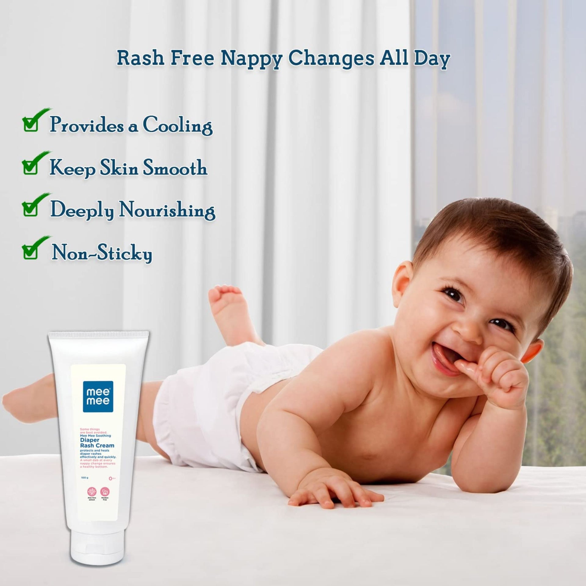 Mee Mee Soothing Diaper Rash Cream with Aloe Vera | Fast Healing, Hypoallergenic & Dermatologically Tested | 0m+ Babies (100 g)