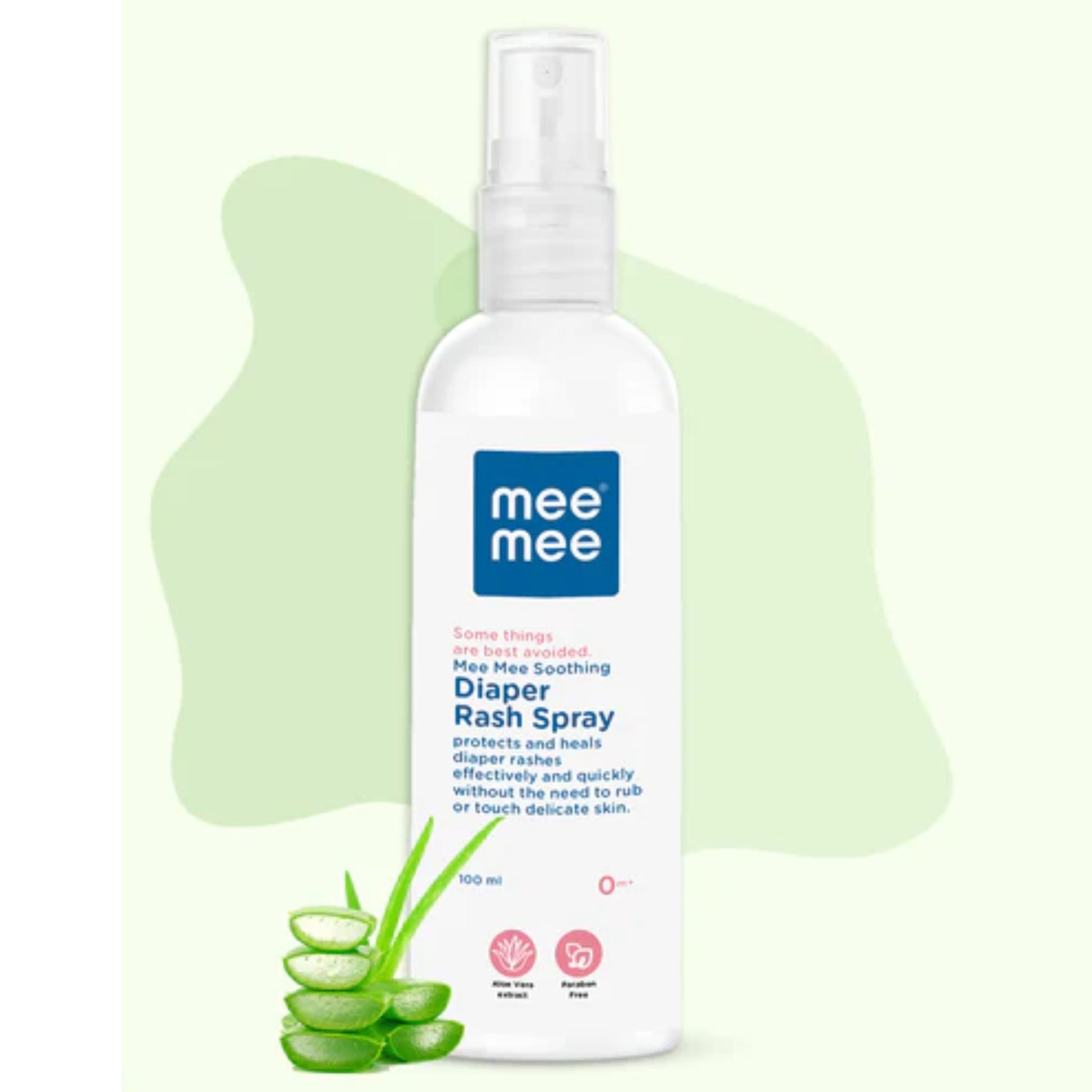 Mee Mee Soothing Diaper Rash Spray with Aloe Vera | No-Touch Application, Fast Healing & Hypoallergenic | Dermatologically Tested | 0m+ Babies (100 ml)