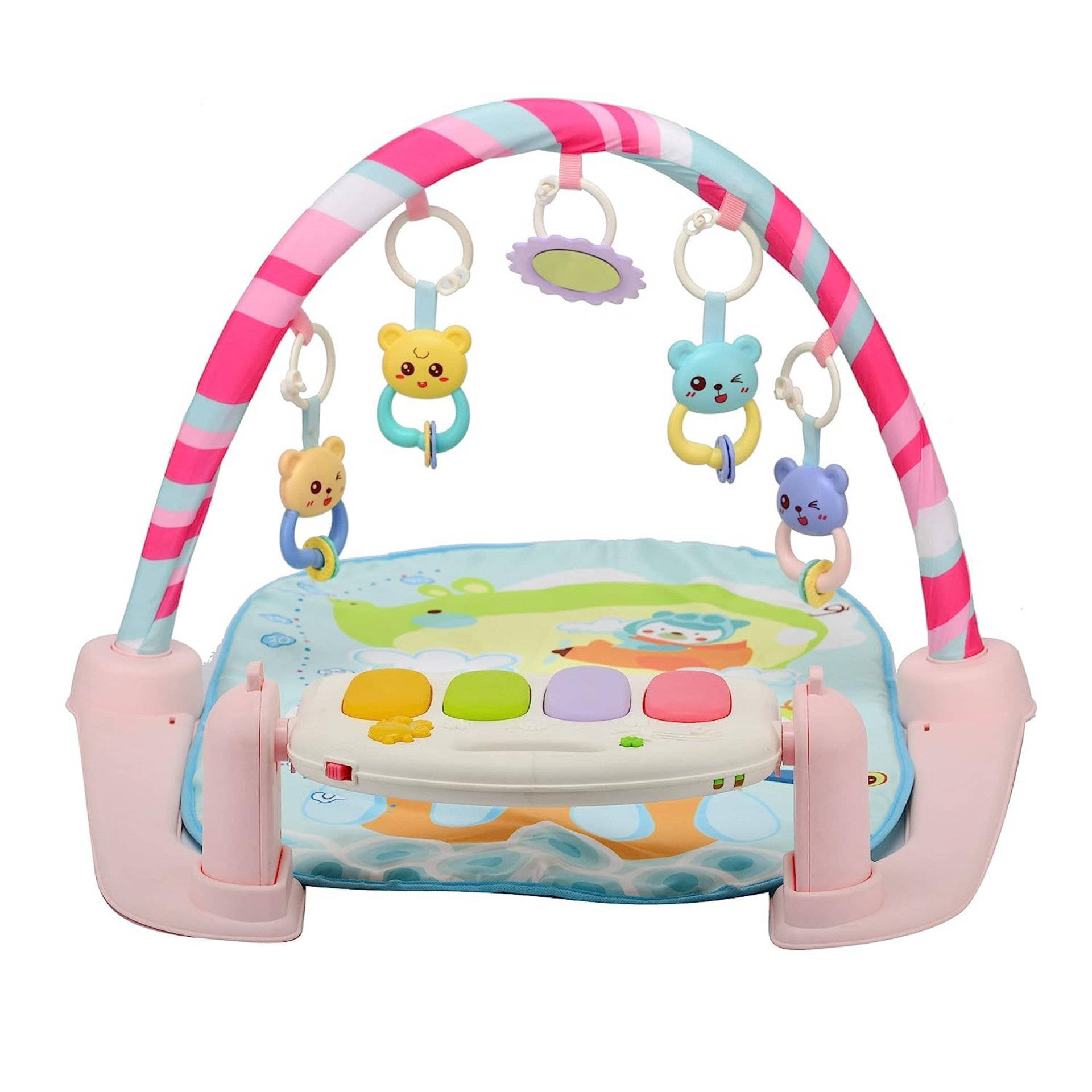 Smile Baby 5 in 1 Piano, Multi-Function High Grade Plastic Piano for Kids, Musical Kick and Play, Musical Keyboard Mat Piano Gym Mat Gym & Fitness Rack (Pink)