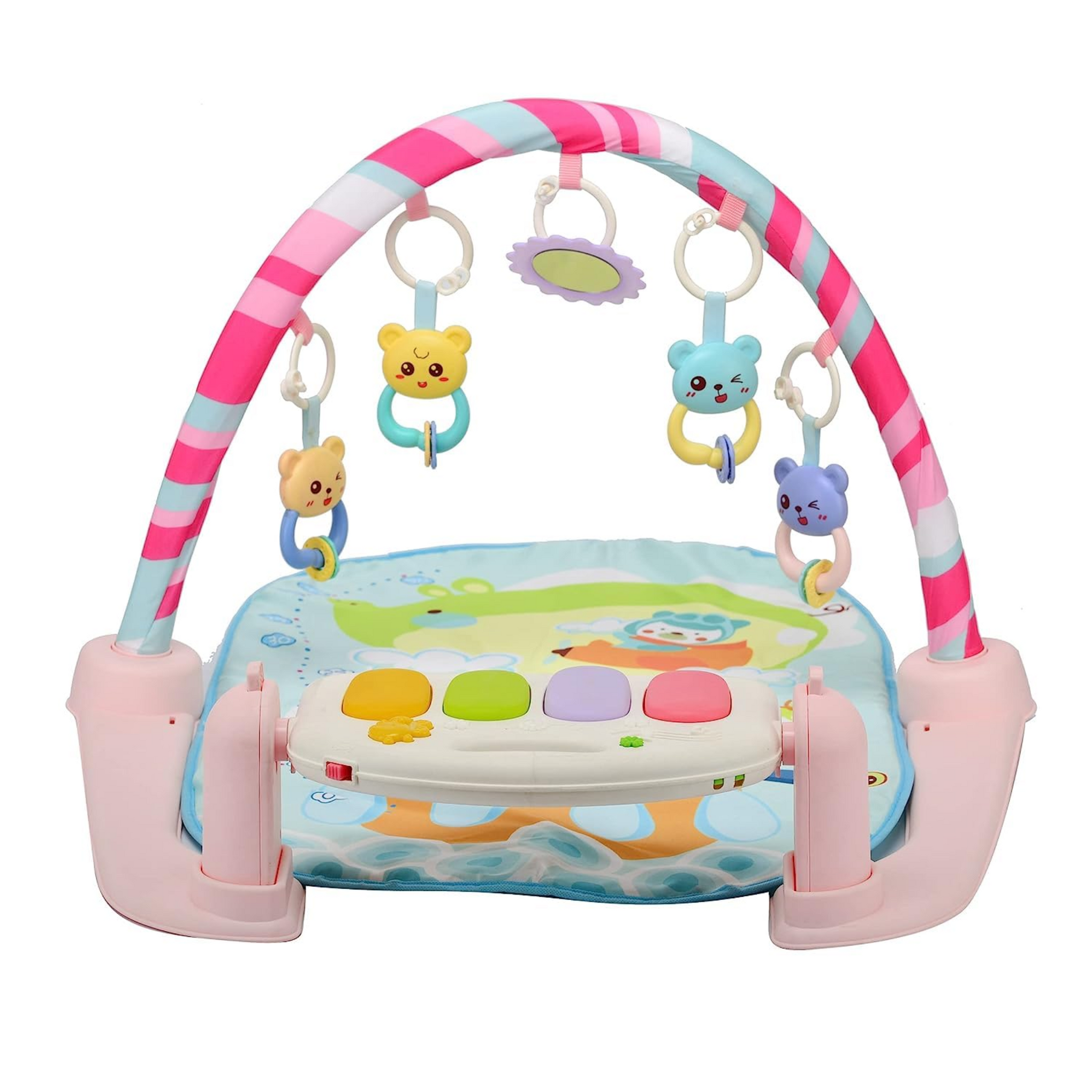 Smile Baby 5 in 1 Piano, Multi-Function High Grade Plastic Piano for Kids, Musical Kick and Play, Musical Keyboard Mat Piano Gym Mat Gym & Fitness Rack (Pink)