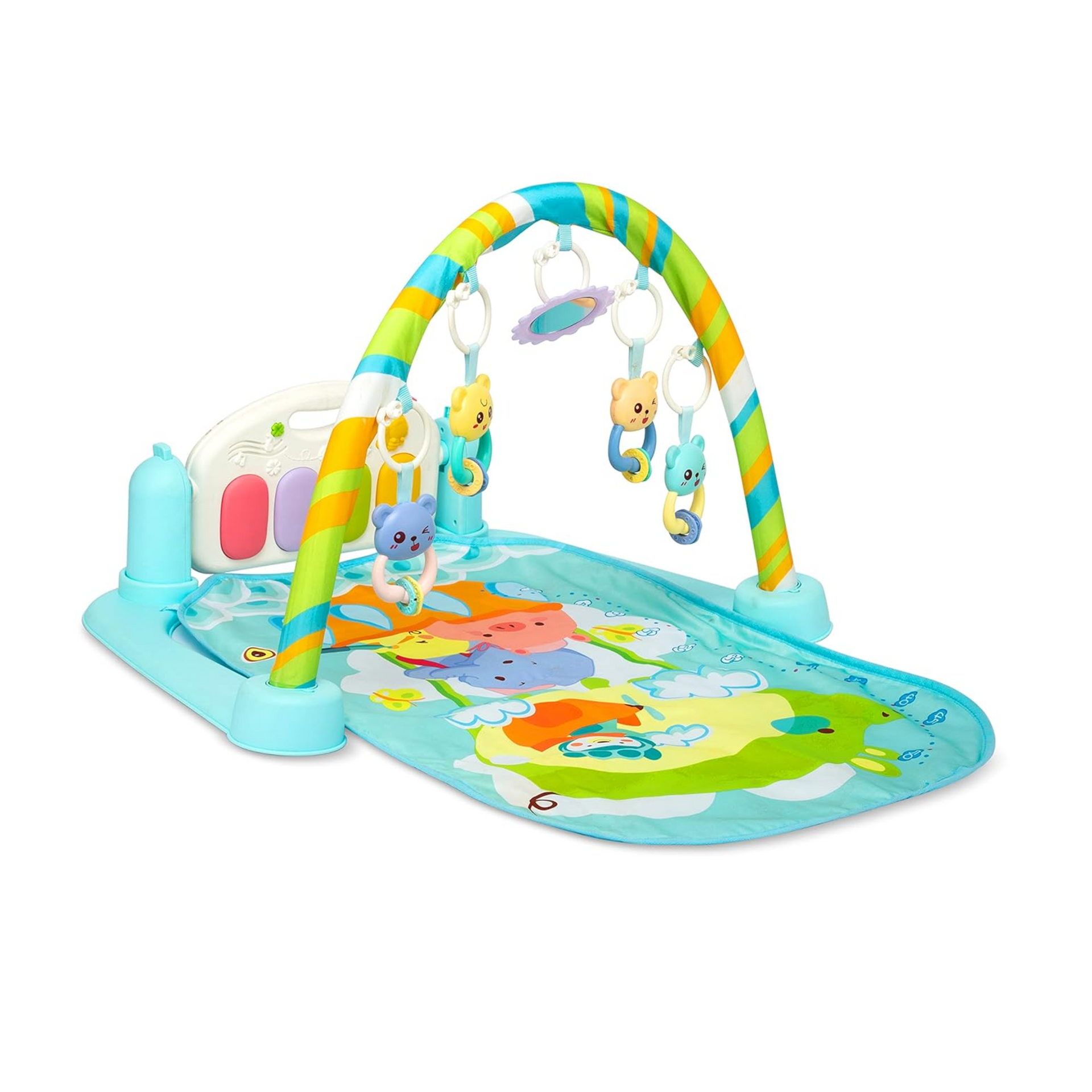 Smile Baby 5 in 1 Piano, Multi-Function High Grade Plastic Piano for Kids, Musical Kick and Play, Musical Keyboard Mat Piano Gym Mat Gym & Fitness Rack (Blue)