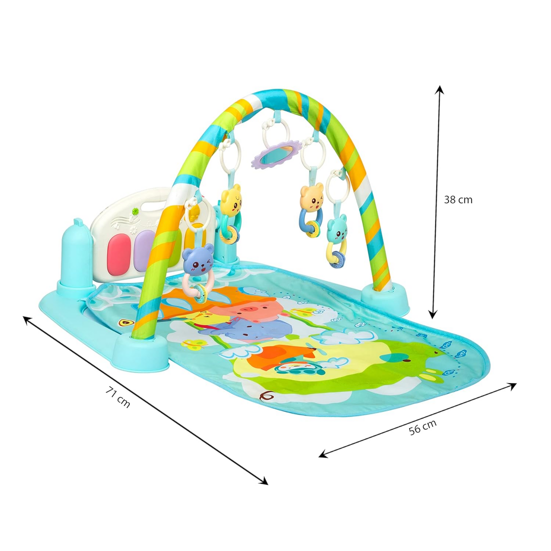 Smile Baby 5 in 1 Piano, Multi-Function High Grade Plastic Piano for Kids, Musical Kick and Play, Musical Keyboard Mat Piano Gym Mat Gym & Fitness Rack (Blue)