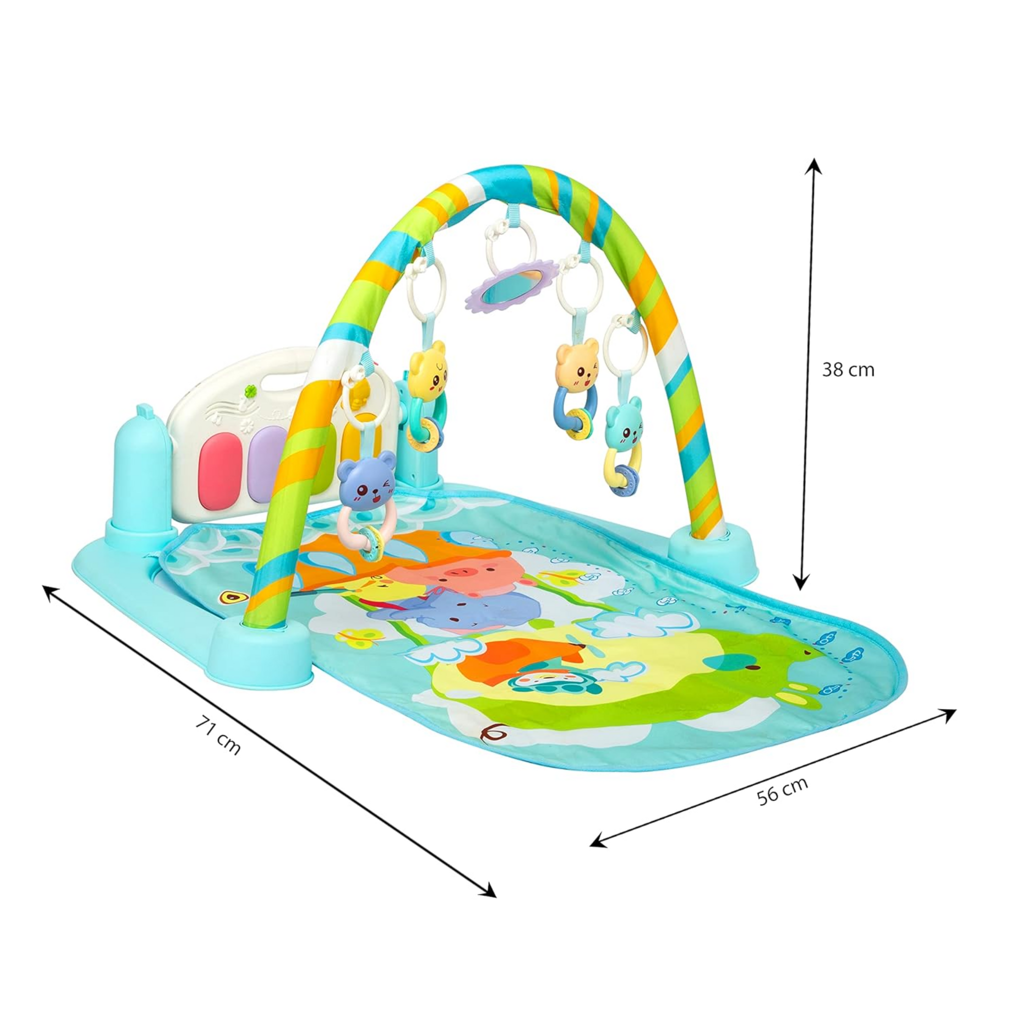 Smile Baby 5 in 1 Piano, Multi-Function High Grade Plastic Piano for Kids, Musical Kick and Play, Musical Keyboard Mat Piano Gym Mat Gym & Fitness Rack (Blue)