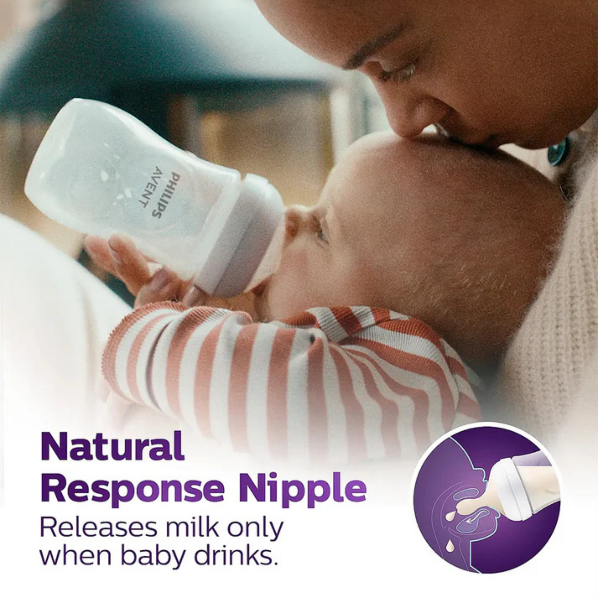 Philips Avent Natural Response Feeding Bottle-Anti Colic-260 ml-With Flow 3 Nipple-Transparent-1M+