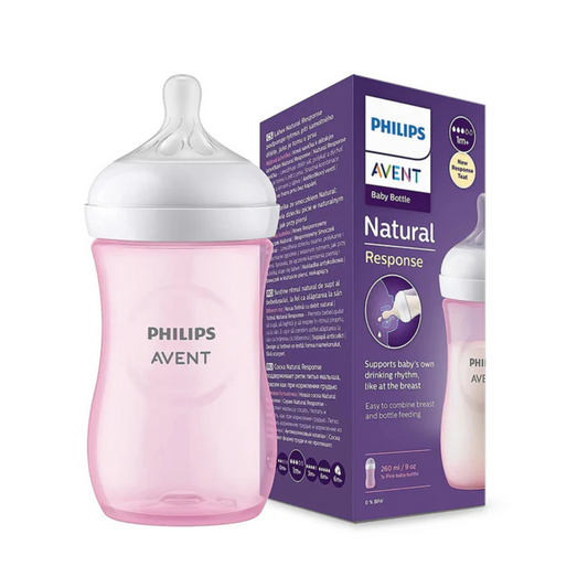 Philips Avent Natural Response Feeding Bottle-Anti Colic-260 ml-With Flow 3 Nipple-Pink-1M+