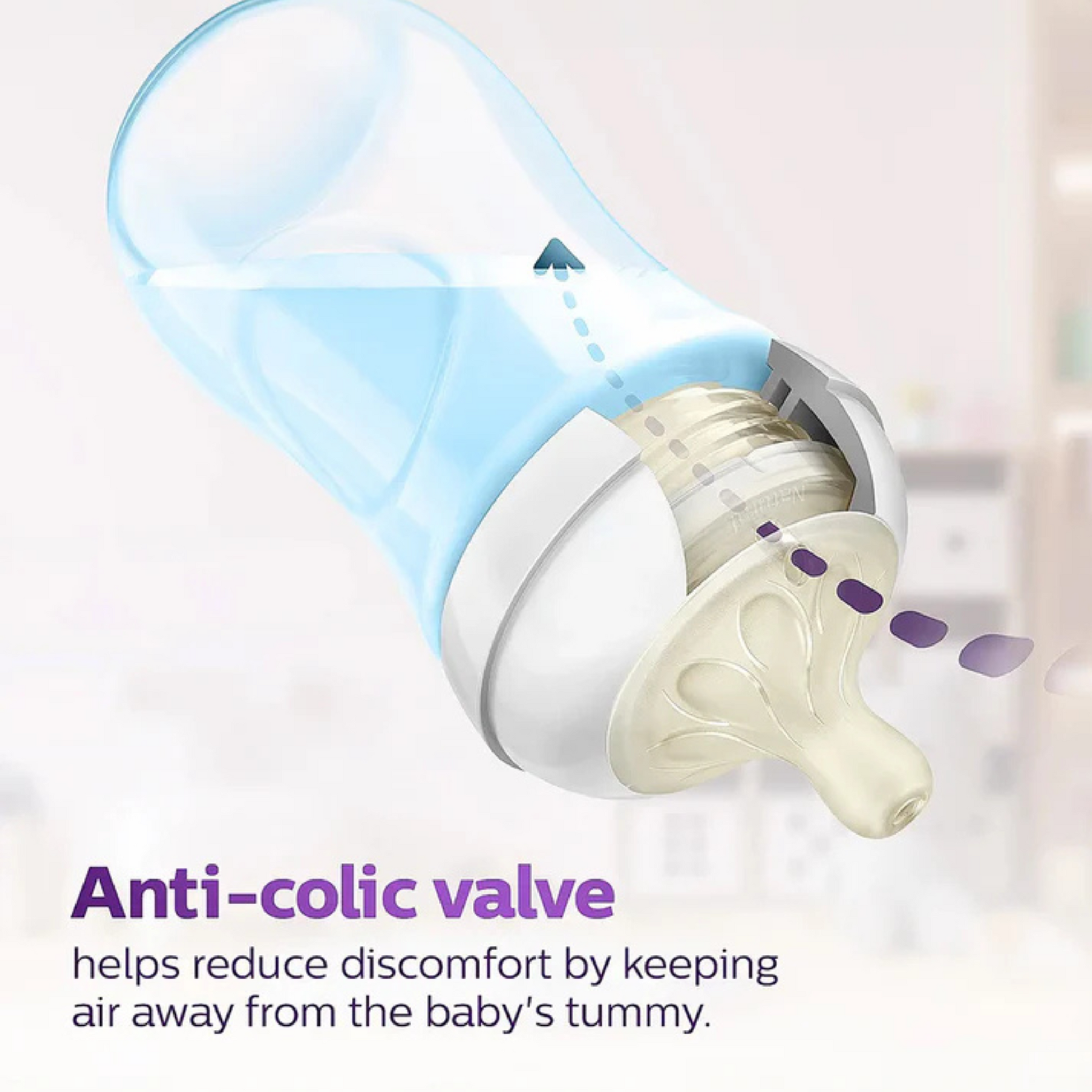 Philips Avent Natural Response Feeding Bottle-Anti Colic-260 ml-With Flow 3 Nipple-Blue-1M+