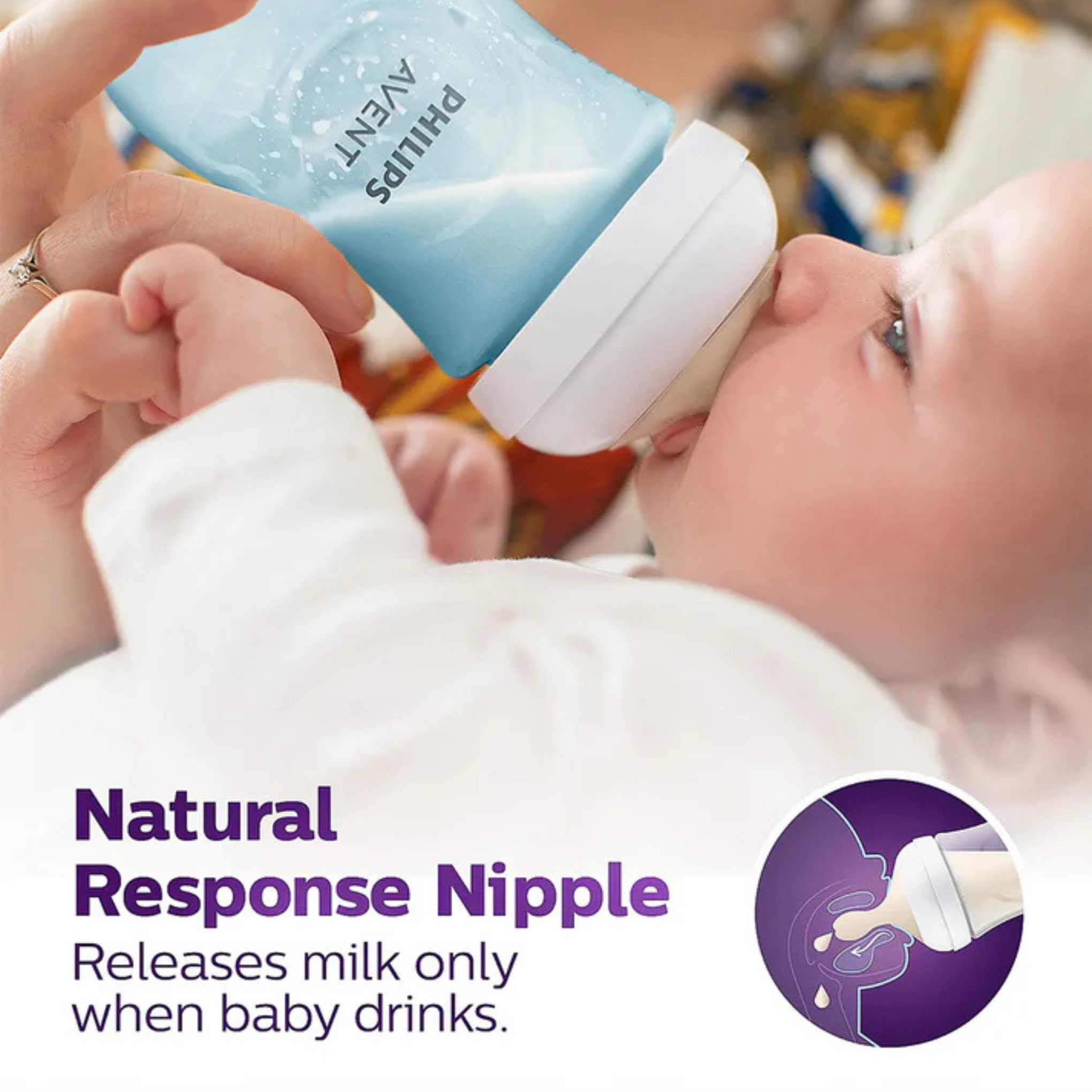Philips Avent Natural Response Feeding Bottle-Anti Colic-260 ml-With Flow 3 Nipple-Blue-1M+