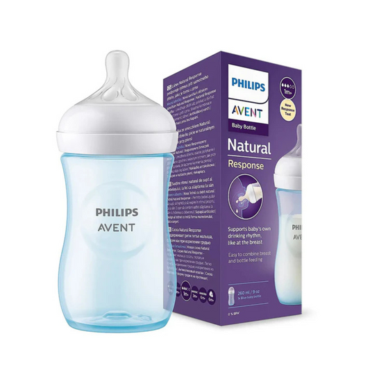 Philips Avent Natural Response Feeding Bottle-Anti Colic-260 ml-With Flow 3 Nipple-Blue-1M+