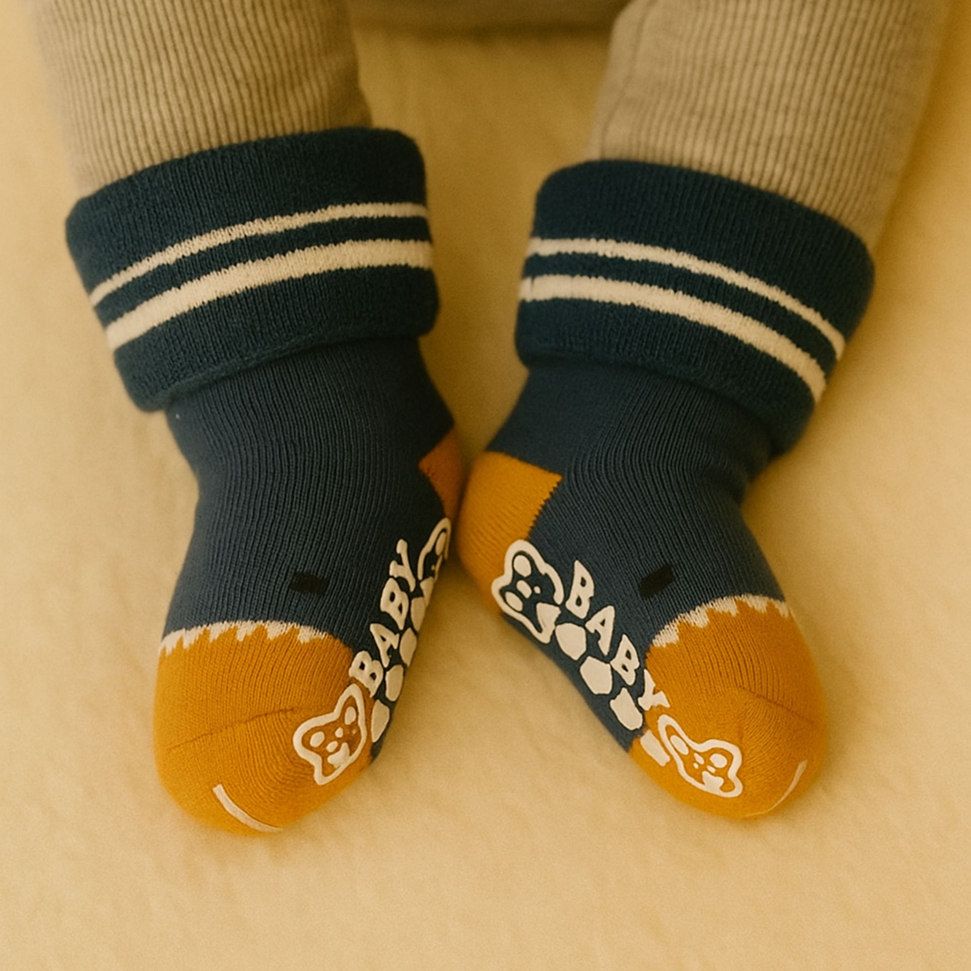 Smile Baby Unisex Anti-Slip Cotton Socks – Soft, Warm & Stretchable Baby Socks (Pack of 3 – Shark, Stripes & Bat Designs) 0-12M