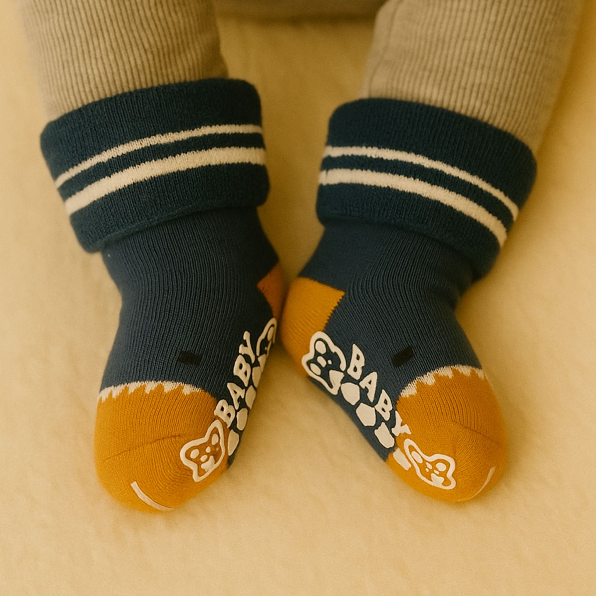 Smile Baby Unisex Anti-Slip Cotton Socks – Soft, Warm & Stretchable Baby Socks (Pack of 3 – Shark, Stripes & Bat Designs) 0-12M