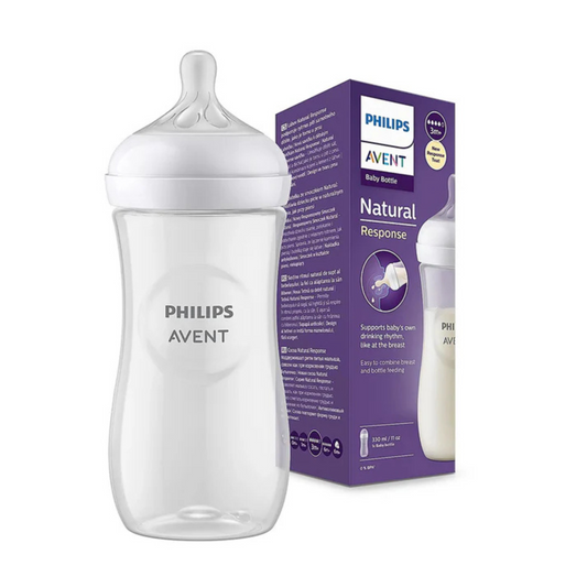 Philips Avent Natural Response Feeding Bottle-Anti Colic-330 ml-With Flow 4 Nipple-Transparent-3M+