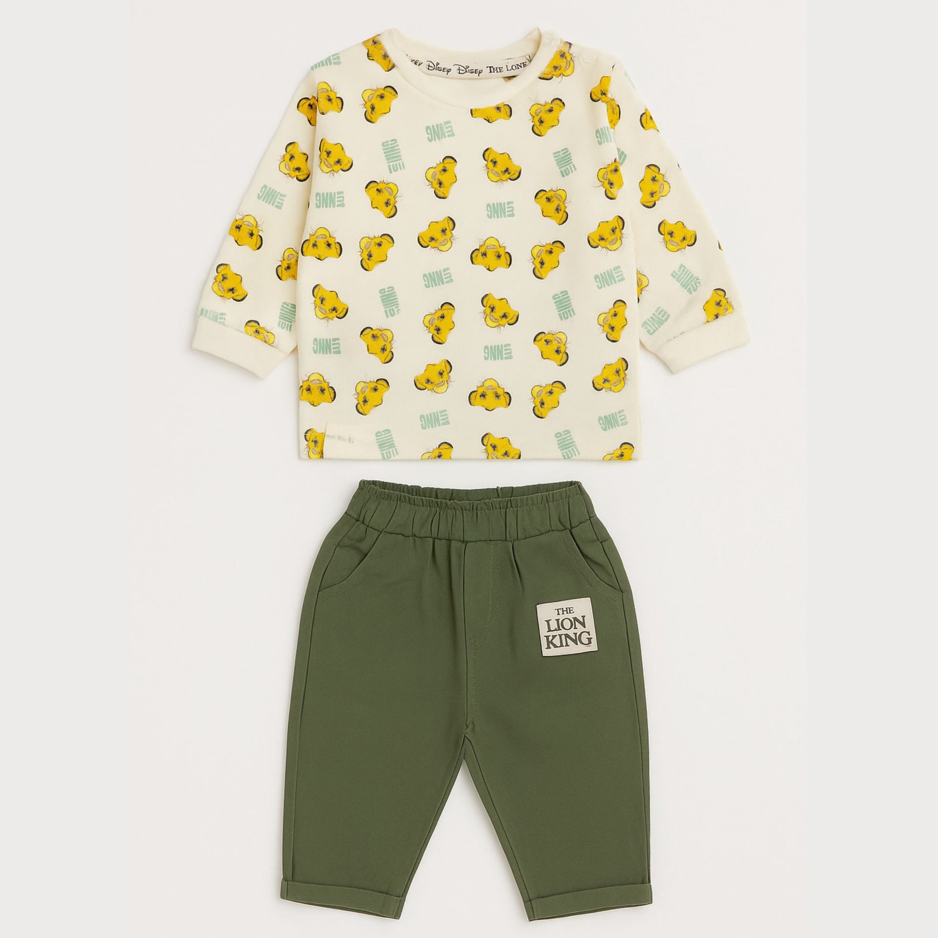 OLLYPOP Baby Boys “The Lion King” Clothing Set – Cream with Pink Tint | 6–24 Months