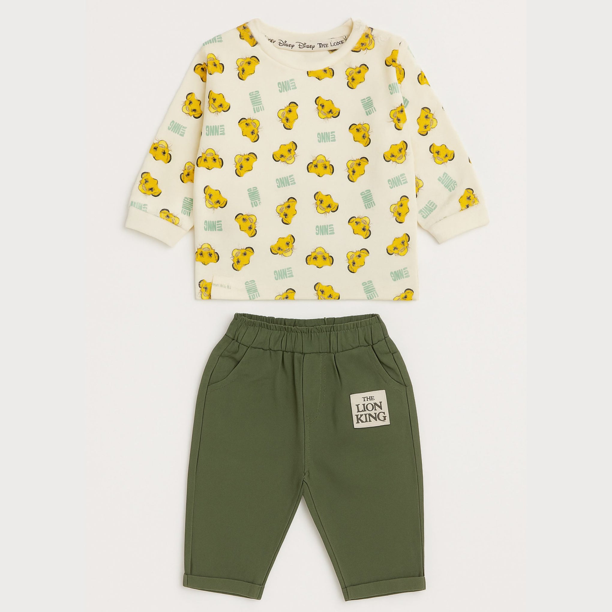 OLLYPOP Baby Boys “The Lion King” Clothing Set – Cream with Pink Tint | 6–24 Months