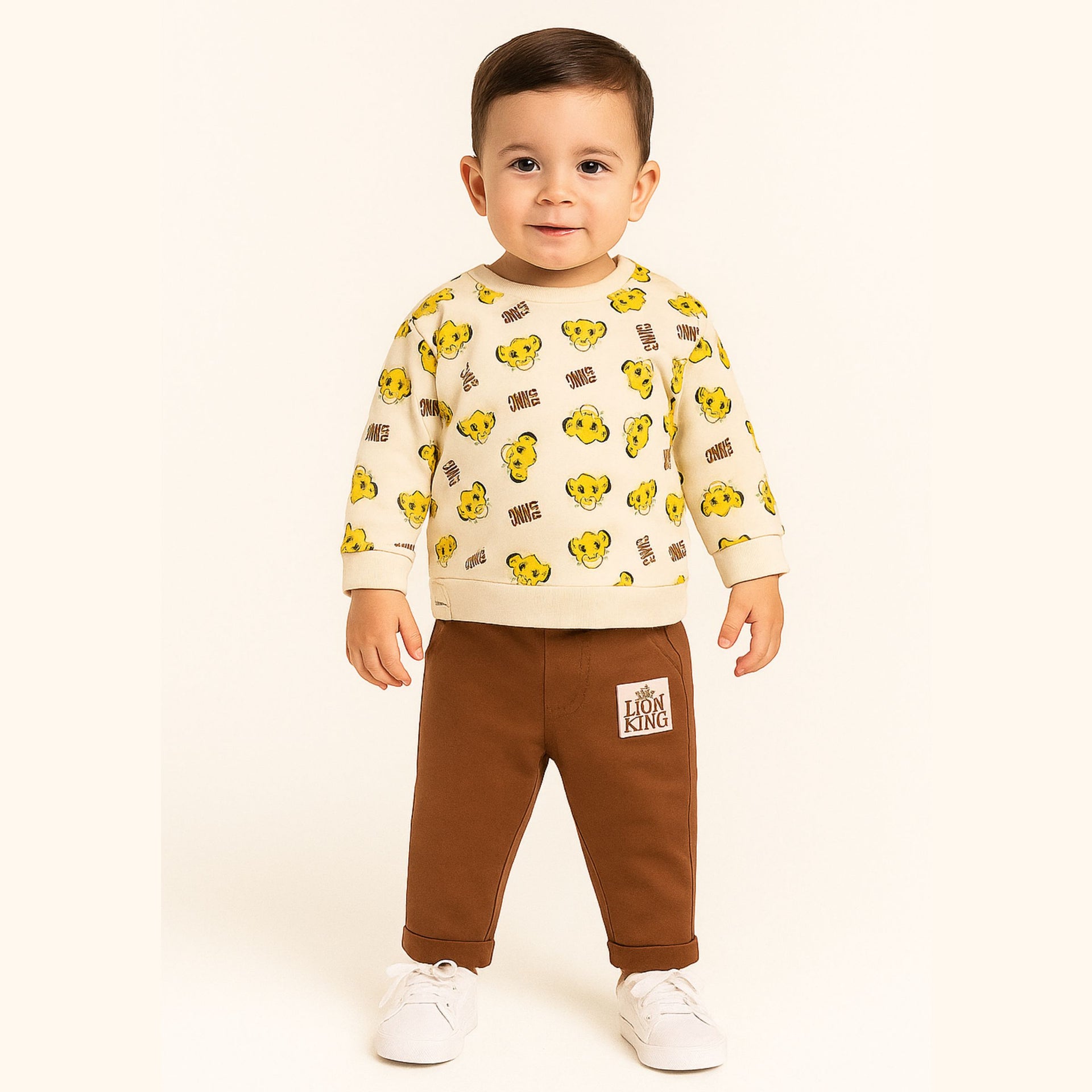OLLYPOP Baby Boys “The Lion King” Clothing Set – Cream with Pink Tint | 6–24 Months