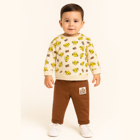 OLLYPOP Baby Boys “The Lion King” Clothing Set – Cream with Pink Tint | 6–24 Months