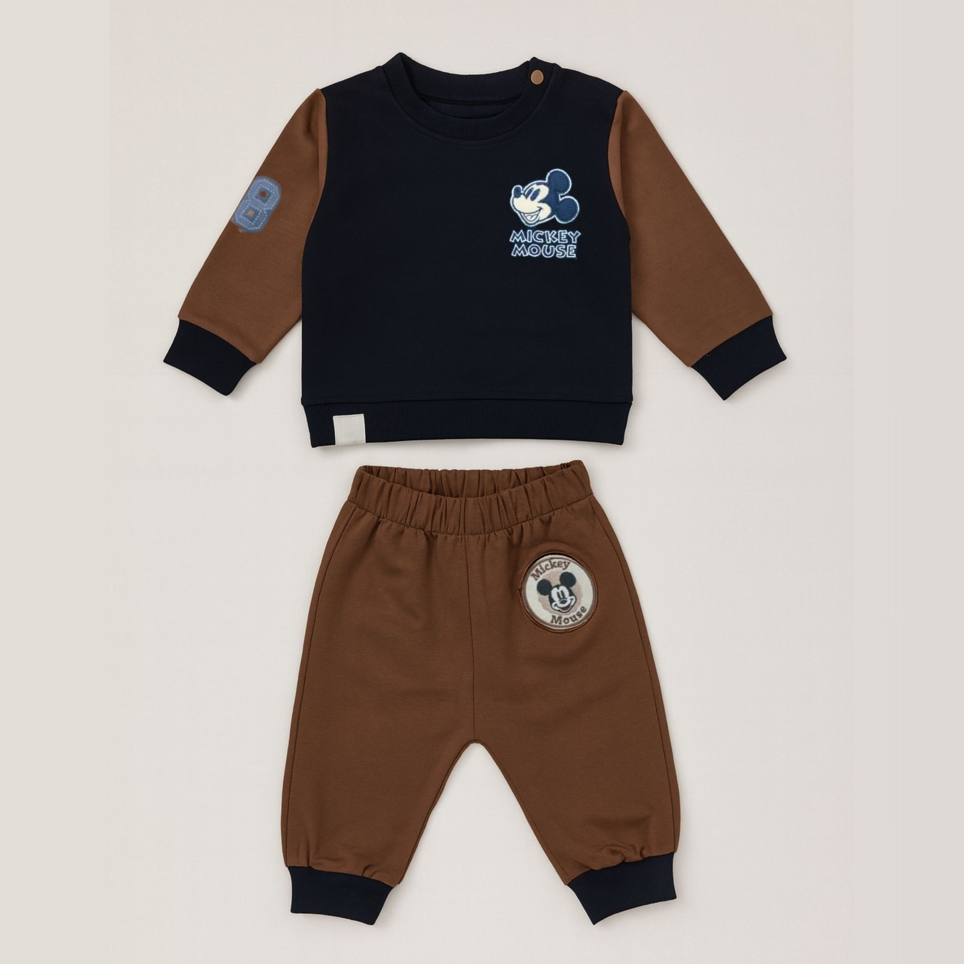 OLLYPOP Boys’ Cadbury & Navy Mickey Mouse Printed Set (3M–3Y)