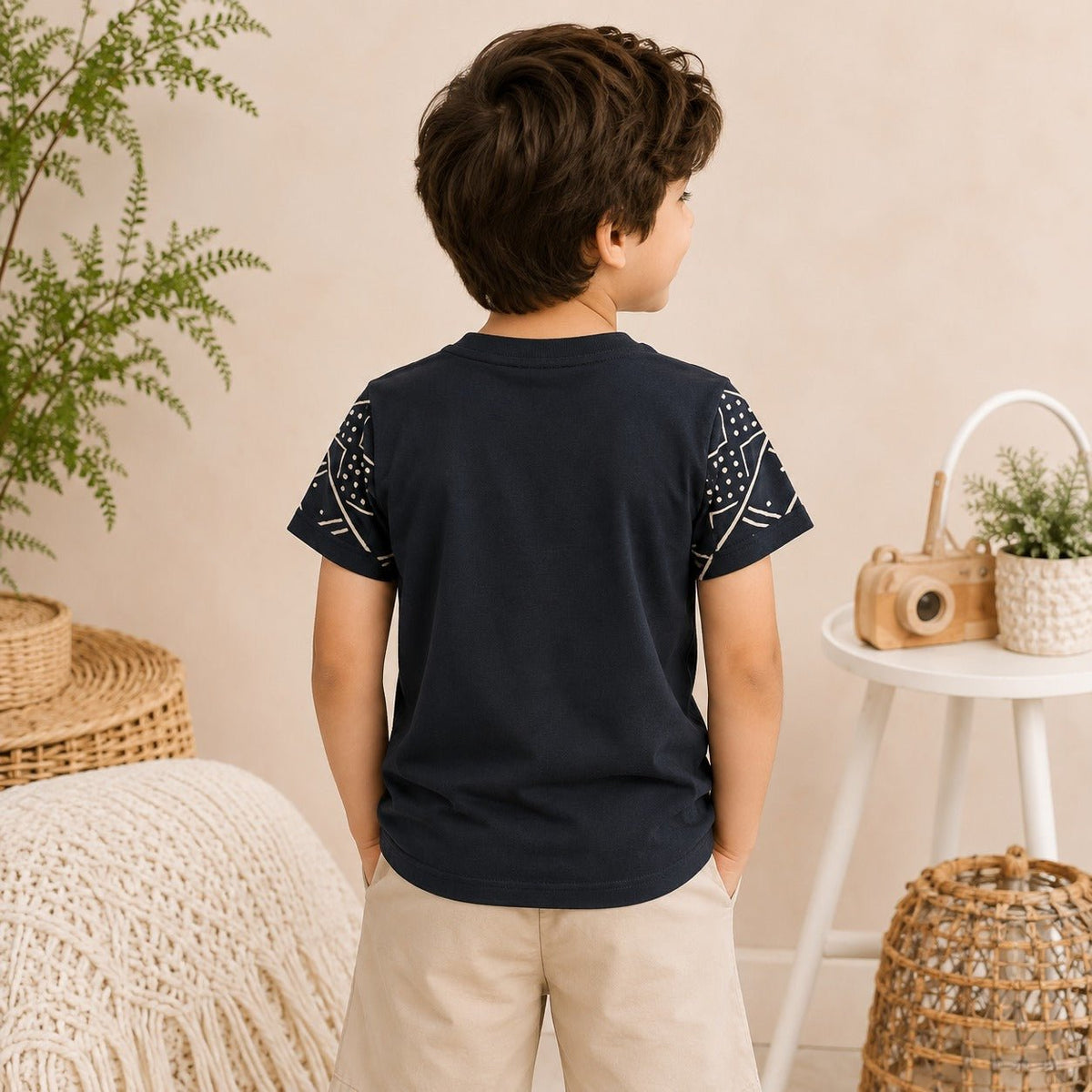 99 BALLON Boys T-Shirt | Printed Casual Half Sleeve Round Neck T-Shirt for Boys | Soft & Stylish Summer Wear | 2-12 Years | Navy Blue & White - SMILE BABY
