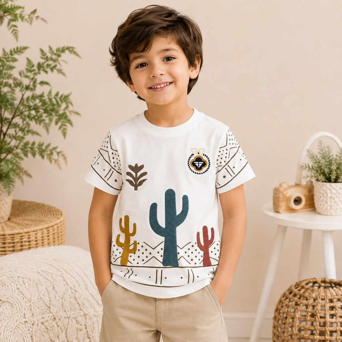 99 BALLON Boys T-Shirt | Printed Casual Half Sleeve Round Neck T-Shirt for Boys | Soft & Stylish Summer Wear | 2-12 Years | Navy Blue & White - SMILE BABY
