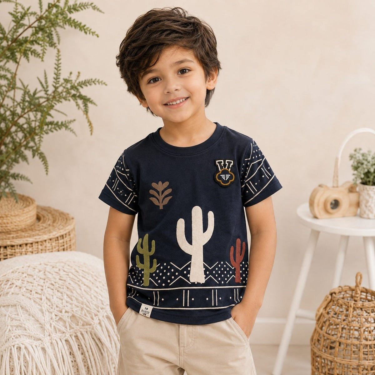 99 BALLON Boys T-Shirt | Printed Casual Half Sleeve Round Neck T-Shirt for Boys | Soft & Stylish Summer Wear | 2-12 Years | Navy Blue & White - SMILE BABY