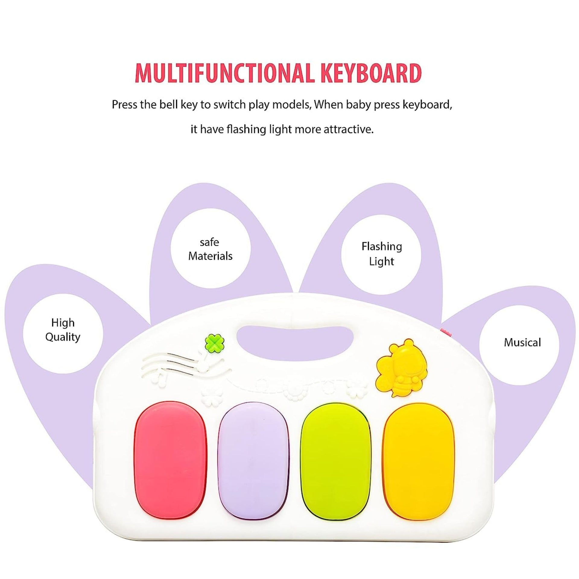 Baby Activity Gym Play Mat with Musical Keyboard & Hanging Toys – Tummy Time & Sensory Play Mat for Infants