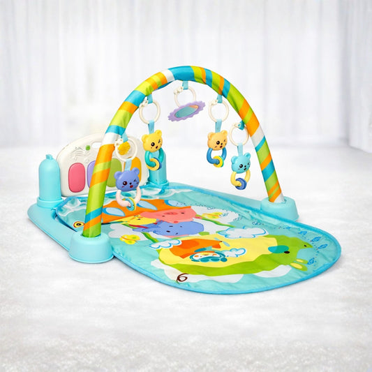 Baby Activity Gym Play Mat with Musical Keyboard & Hanging Toys – Tummy Time & Sensory Play Mat for Infants