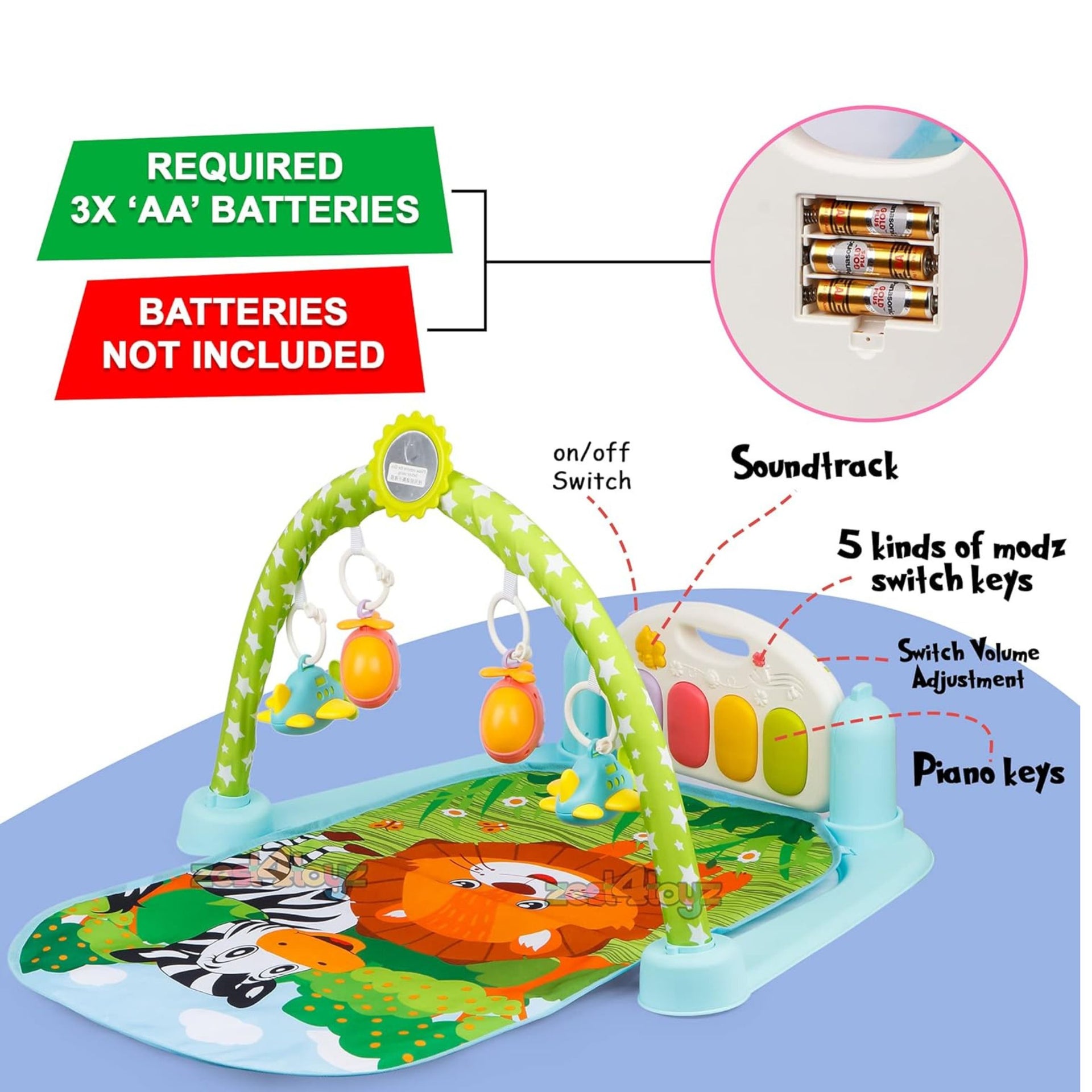 Baby’s Piano Gym Mat – 5-in-1 Musical Activity Play Mat with Piano, Hanging Toys & Mirror for Infants (0+ Months)