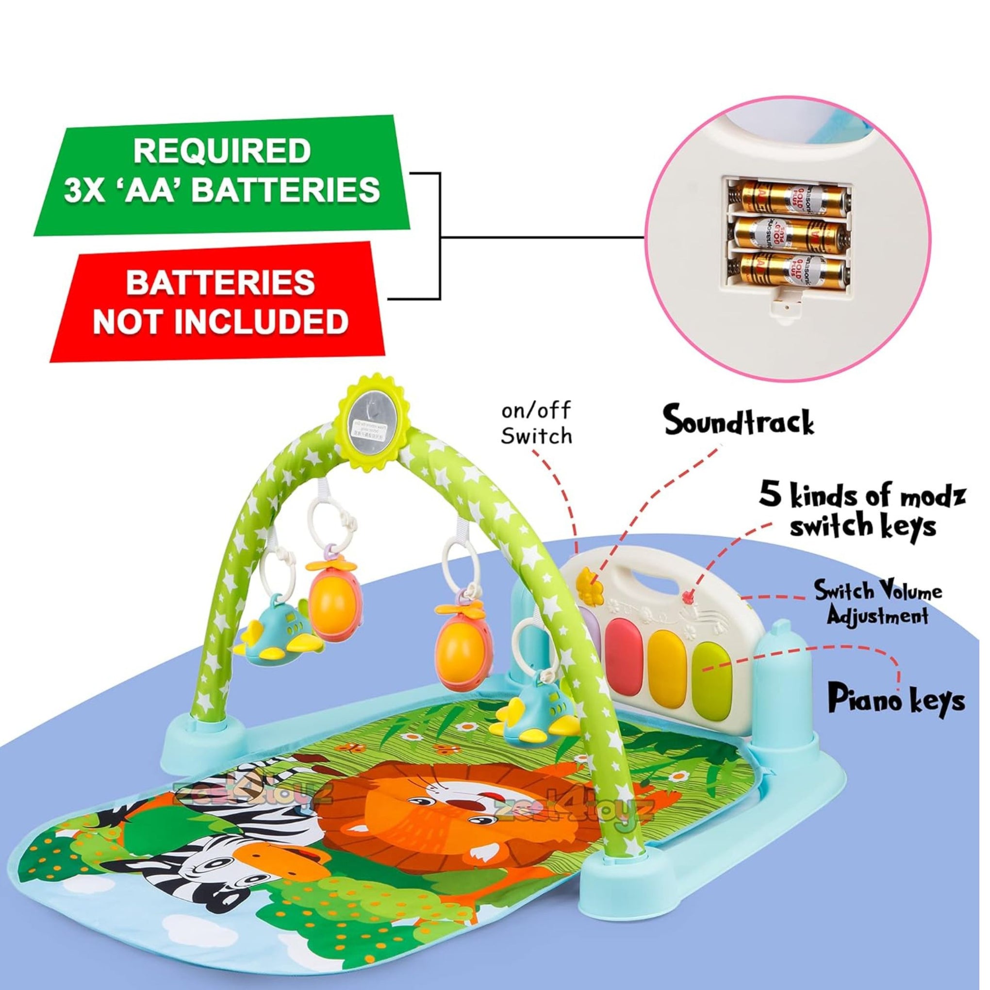 Baby’s Piano Gym Mat – 5-in-1 Musical Activity Play Mat with Piano, Hanging Toys & Mirror for Infants (0+ Months)