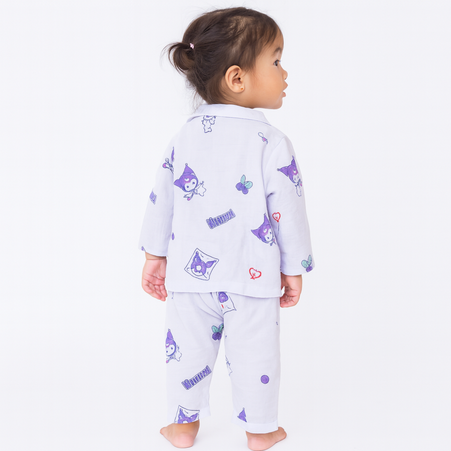 Smile Baby Girls Muslin Cotton Night Suit – Kuromi Print Pajama Set (Age 6M–36M)
