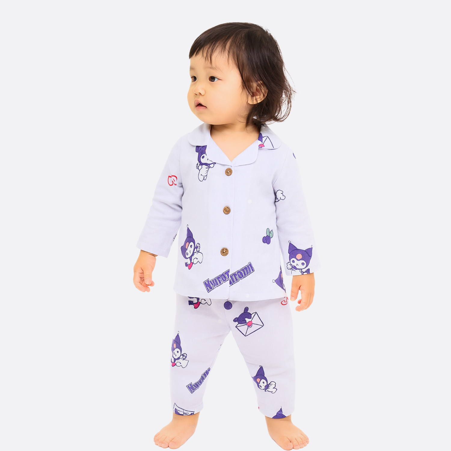 Smile Baby Girls Muslin Cotton Night Suit – Kuromi Print Pajama Set (Age 6M–36M)