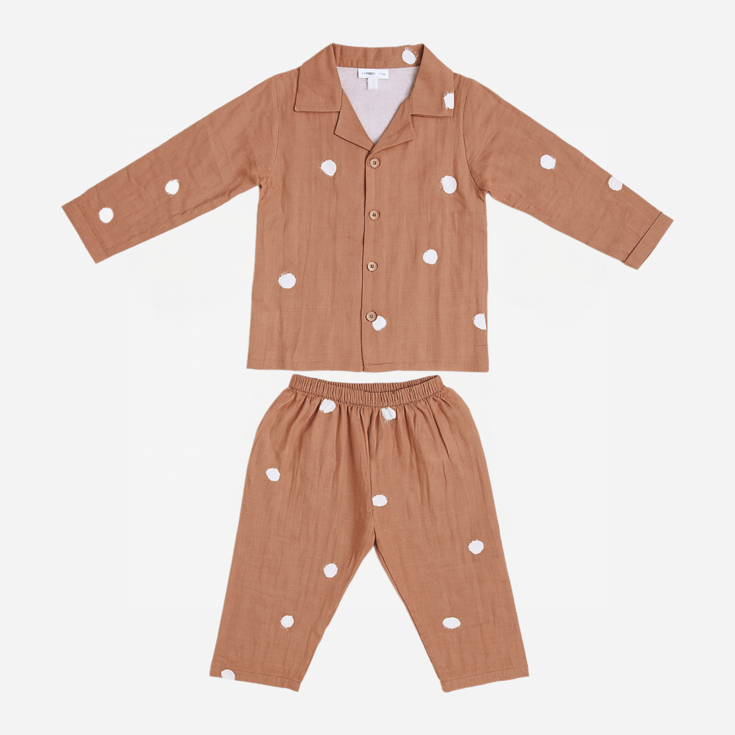 Smile Baby Boys Muslin Cotton Night Suit – Brown Polka Dot Pajama Set (Age 3–8 Years)