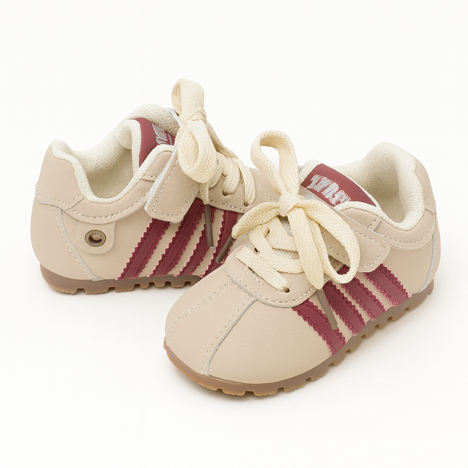 Smile Baby Kids Beige & Red Classic Lace-Up Sneakers