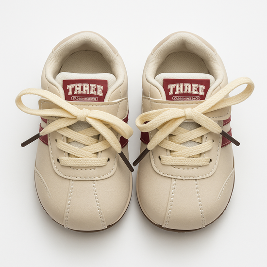 Smile Baby Kids Beige & Red Classic Lace-Up Sneakers