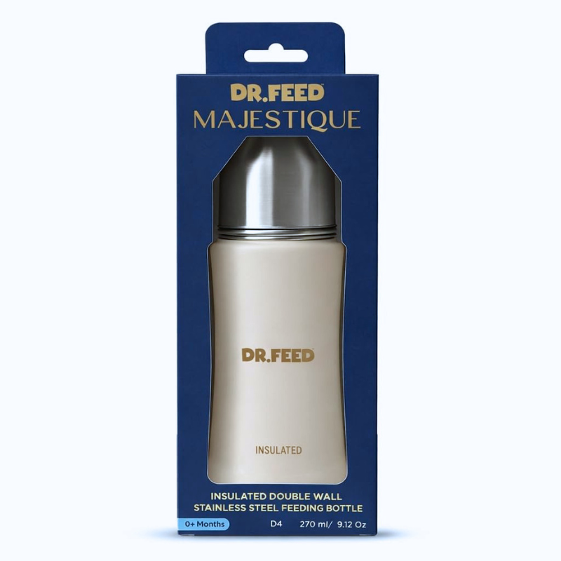 ADORE DR.FEED Majestique Insulated Stainless Steel Baby Feeding Bottle – 270 ml (Double Wall, BPA-Free)